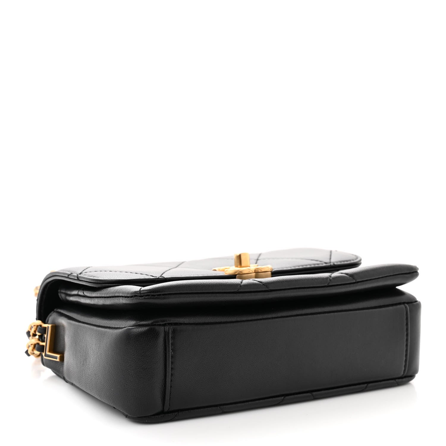 Chanel Lambskin Quilted Enamel Chain Logo Mini Flap Black 4 of 11