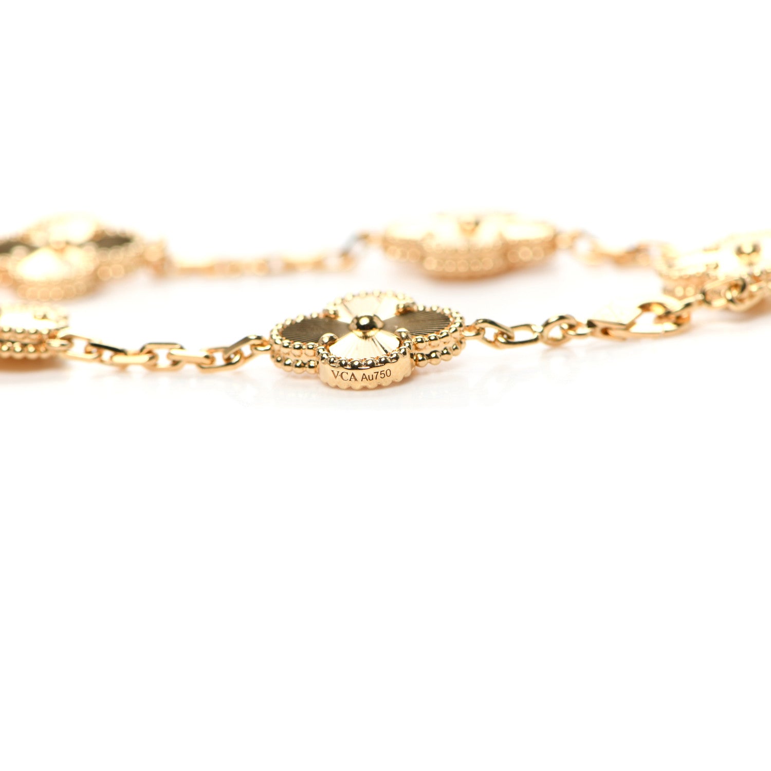 Van Cleef & Arpels 18K Yellow Gold 5 Motifs Guilloche Vintage Alhambra Bracelet 6 of 8
