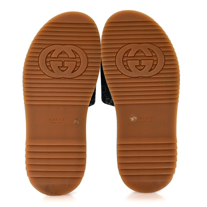 Gucci New Denim GG Monogram Angelina Platform 55mm Slide Sandals 38.5 Blue Tea 6 of 9