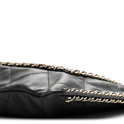 Chanel Calfskin Quilted Chain Flat Tote Black 10 of 11