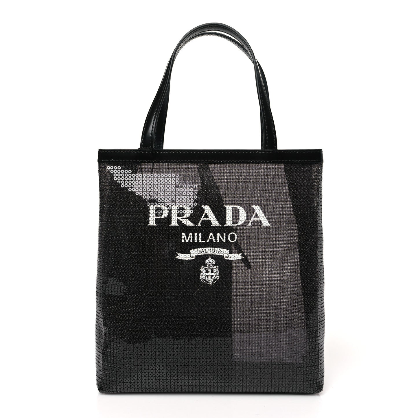 Sequin Rete Paillettes Small Tote Bag Black
