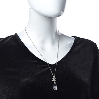 Chanel CC Crystal Teardrop Necklace Silver 2 of 6