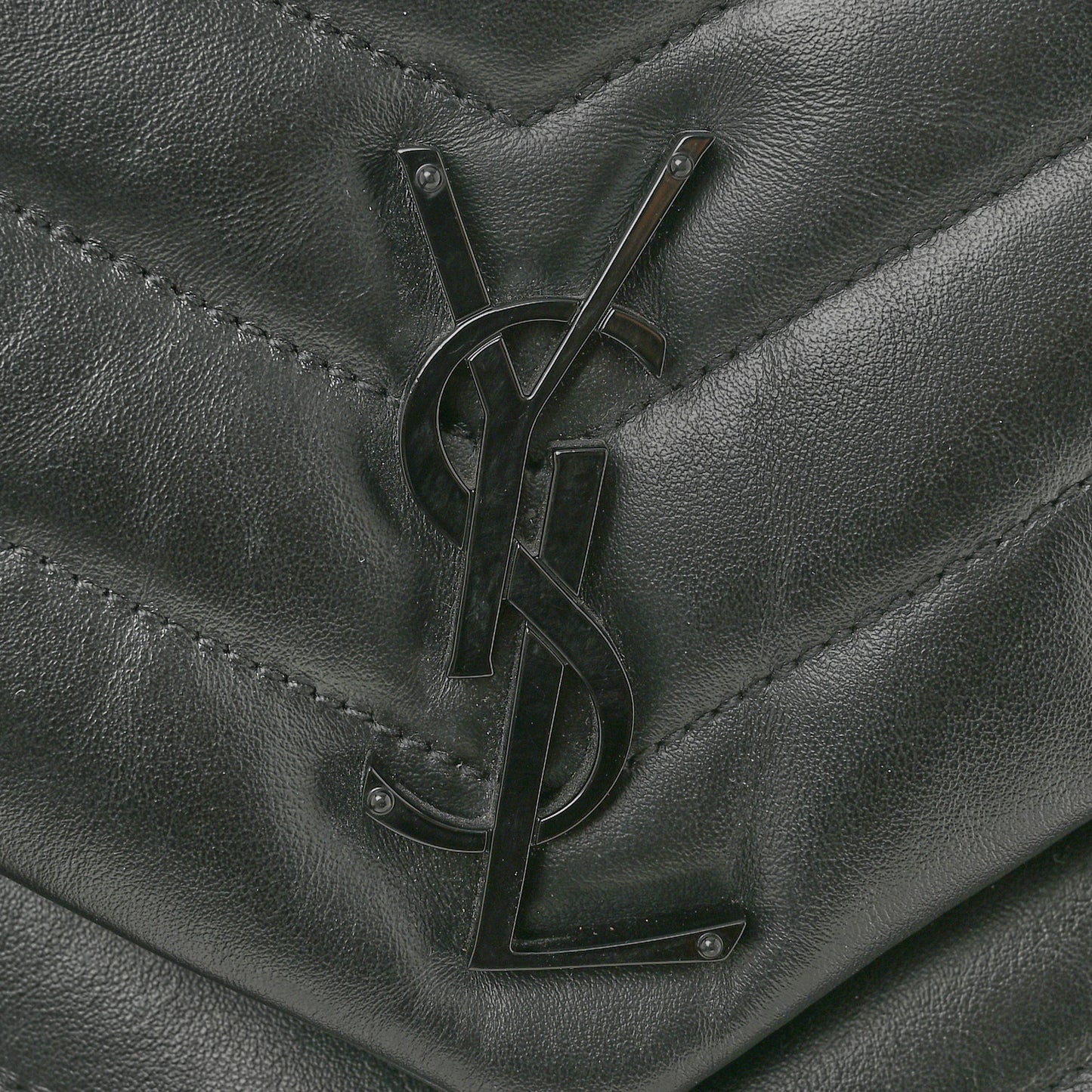 Calfskin Y Quilted Monogram Monochrome Medium Loulou Chain Satchel Black