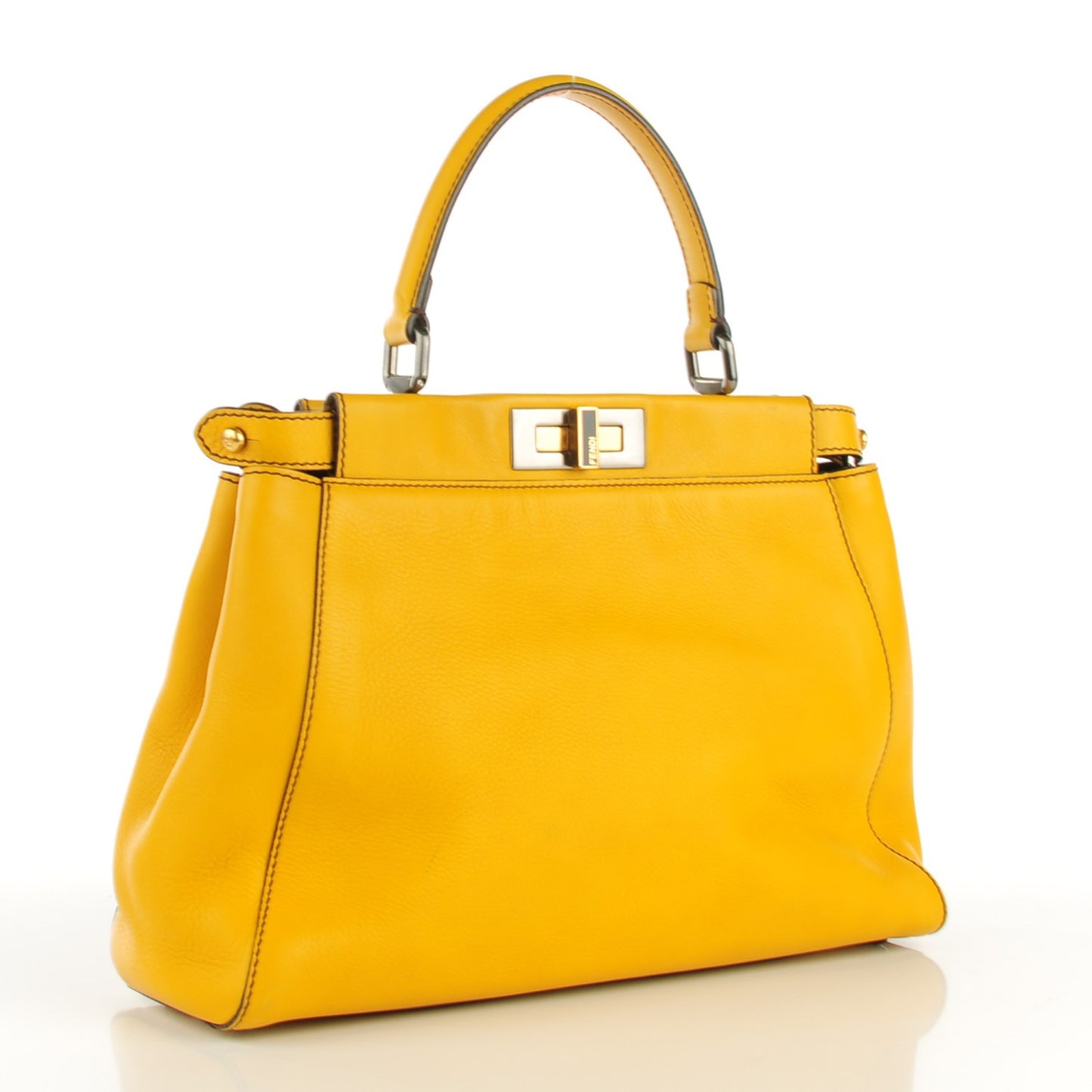 Vitello Zucca Large Peekaboo Iconic Satchel Yellow Tobacco