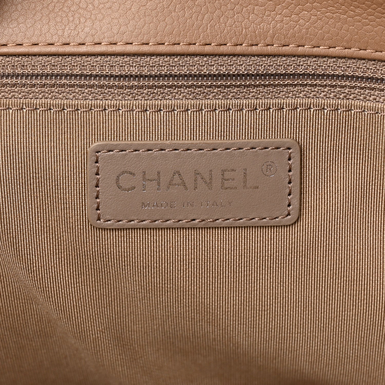 Chanel Grained Calfskin Quilted Large Zipped Shopping Tote Taupe 9 of 13