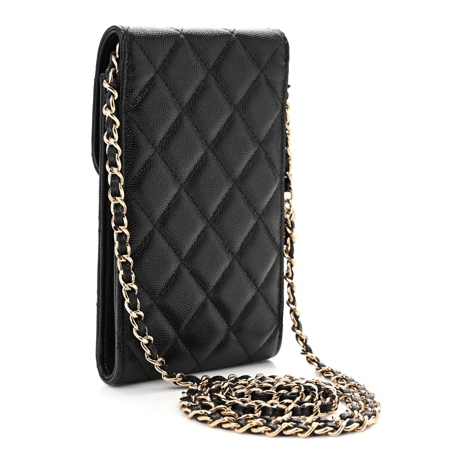 Chanel Caviar Quilted Crystal CC Airpods Pro and Phone Case With Chain Black 3 of 12