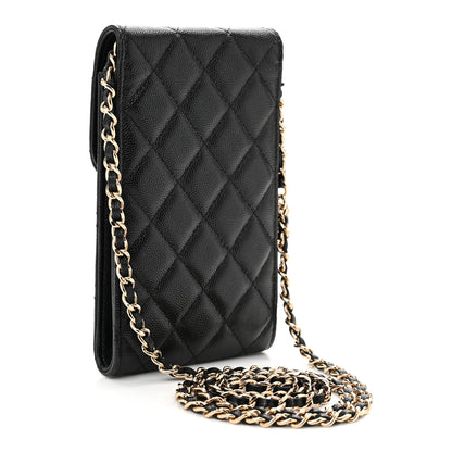 Chanel Caviar Quilted Crystal CC Airpods Pro and Phone Case With Chain Black 3 of 12