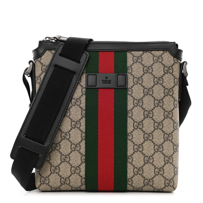 Gucci GG Supreme Monogram Web Messenger Bag Black 1 of 8