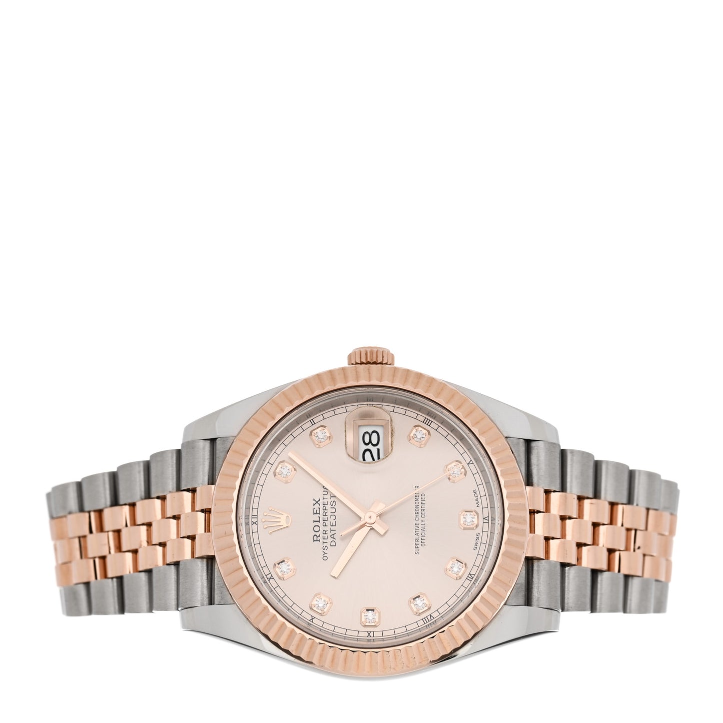 Stainless Steel 18K Everose Gold Diamond 41mm Oyster Perpetual Datejust Watch Sundust 126331