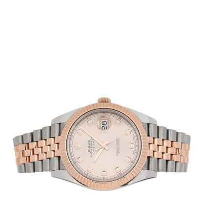 Rolex Stainless Steel 18K Everose Gold Diamond 41mm Oyster Perpetual Datejust Watch Sundust 126331 2 of 5