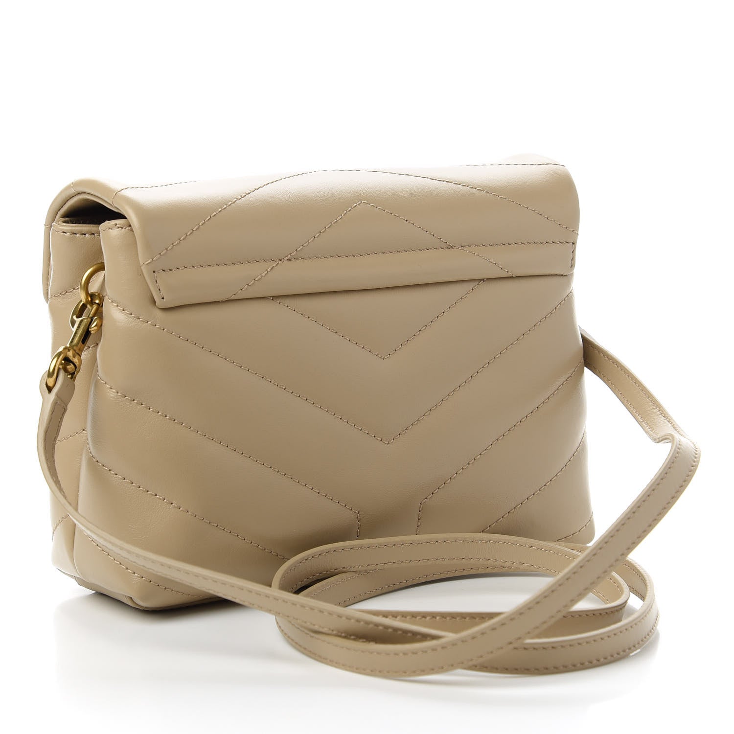 Saint Laurent Calfskin Y Quilted Monogram Toy Loulou Crossbody Bag Dark Beige 3 of 11