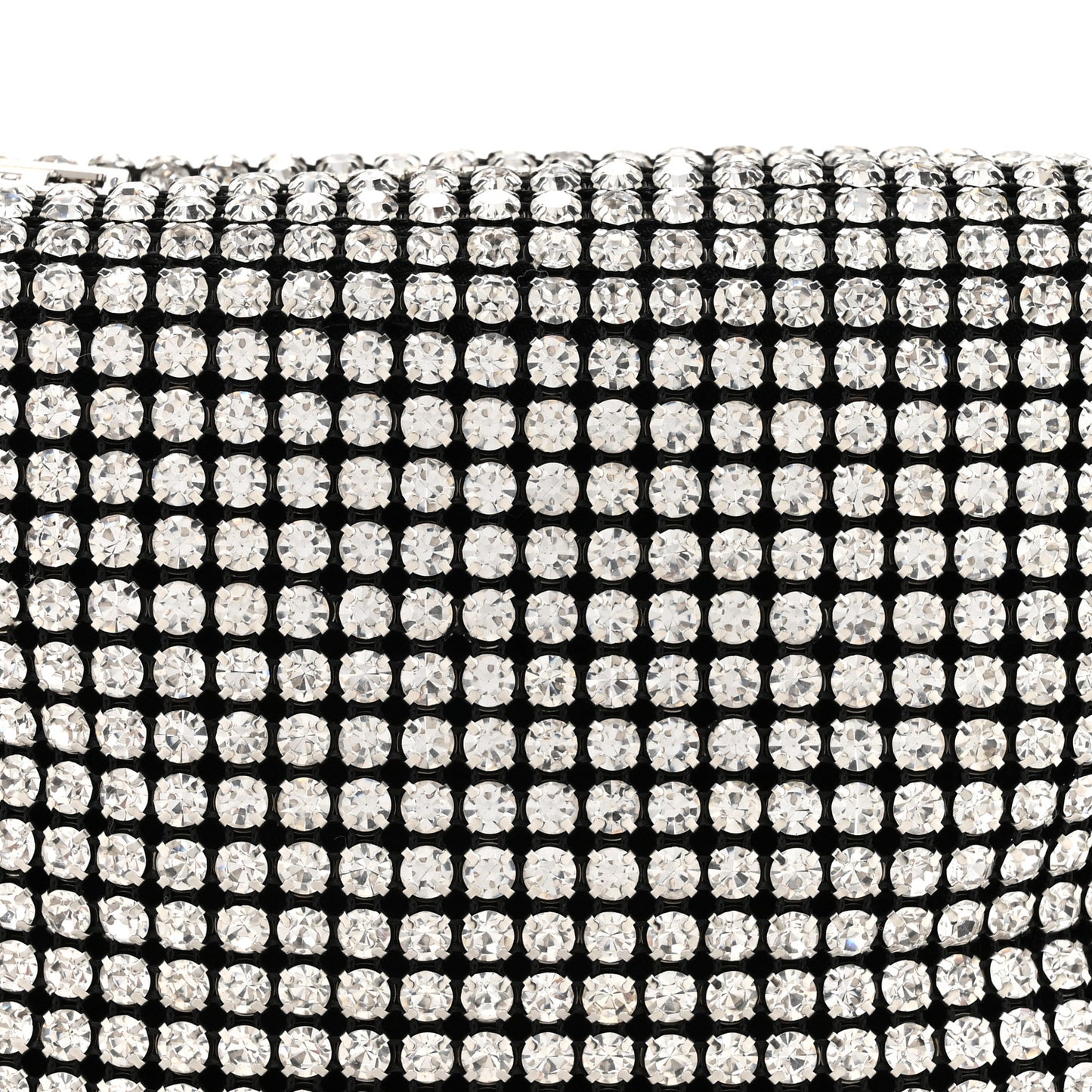 Mesh Crystal Rhinestone Mini Heiress Pouch Black Silver