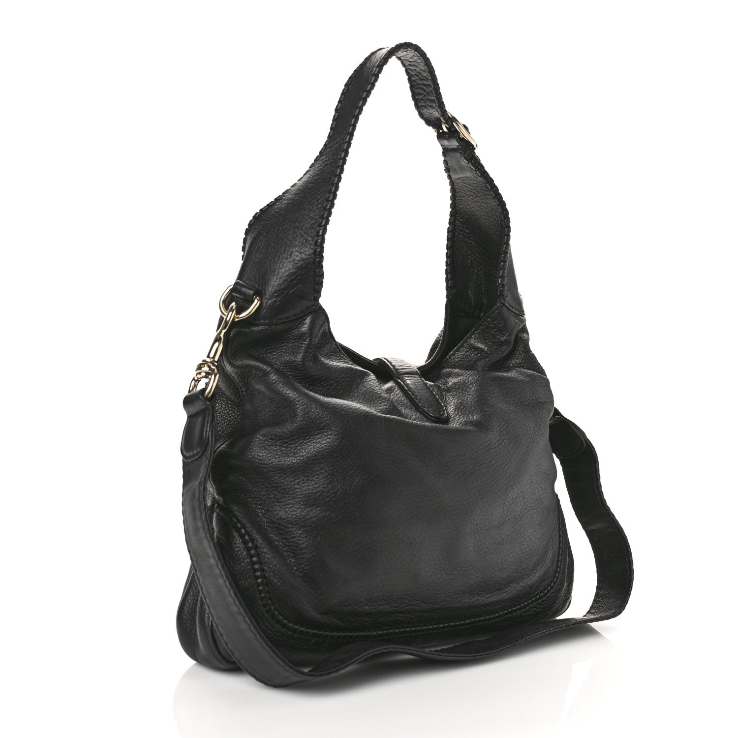 Gucci Pebbled Calfskin Medium New Jackie Shoulder Bag Black 3 of 9