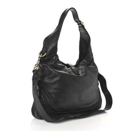 Gucci Pebbled Calfskin Medium New Jackie Shoulder Bag Black 3 of 9