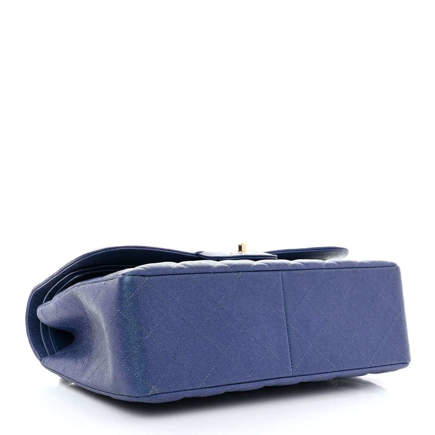 Iridescent Caviar Quilted Jumbo Double Flap Dark Blue