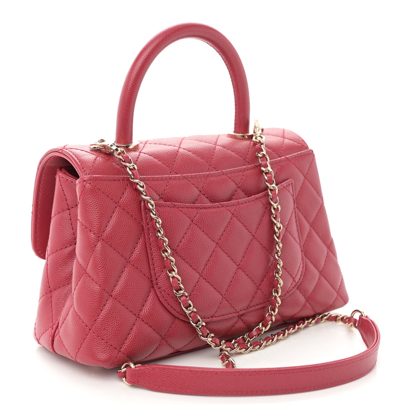 Caviar Quilted Mini Coco Handle Flap Dark Pink