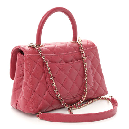 Chanel Caviar Quilted Mini Coco Handle Flap Dark Pink 3 of 10