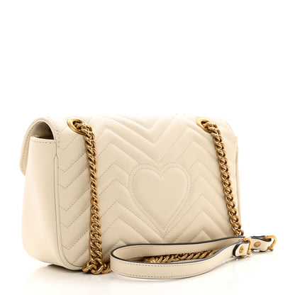 Gucci Calfskin Matelasse Small GG Marmont Shoulder Bag White 3 of 10