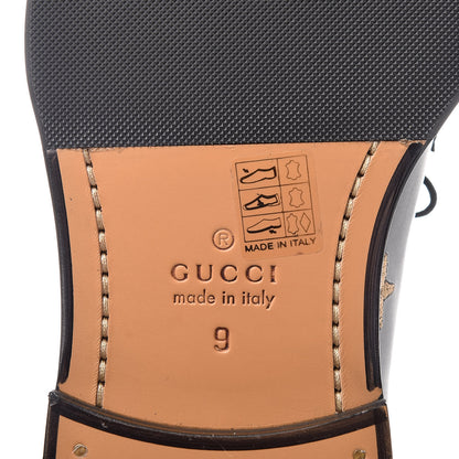 Gucci Calfskin Bee Star Embroidered Mens Captoe Derby Loafers 9 Black 9 of 11