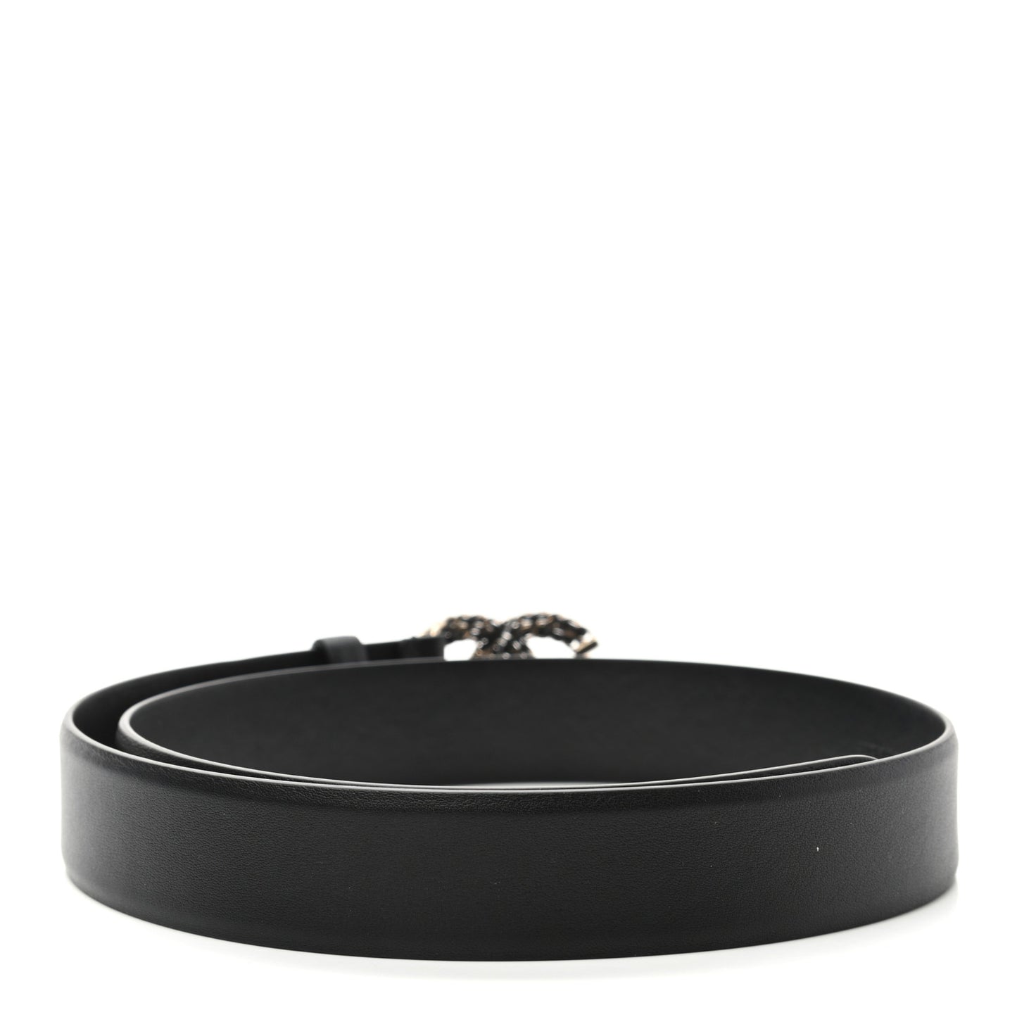 Calfskin Crystal CC Chain Belt 75 30 Black