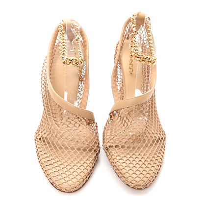 Bottega Veneta Mesh Calfskin Chain Stretch Pumps 38 Beige 3 of 8