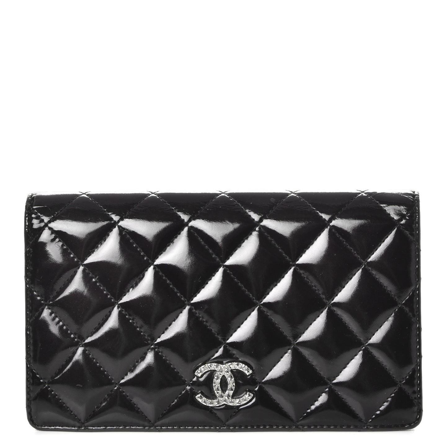 Patent Quilted Brilliant Yen Wallet Dark Purple