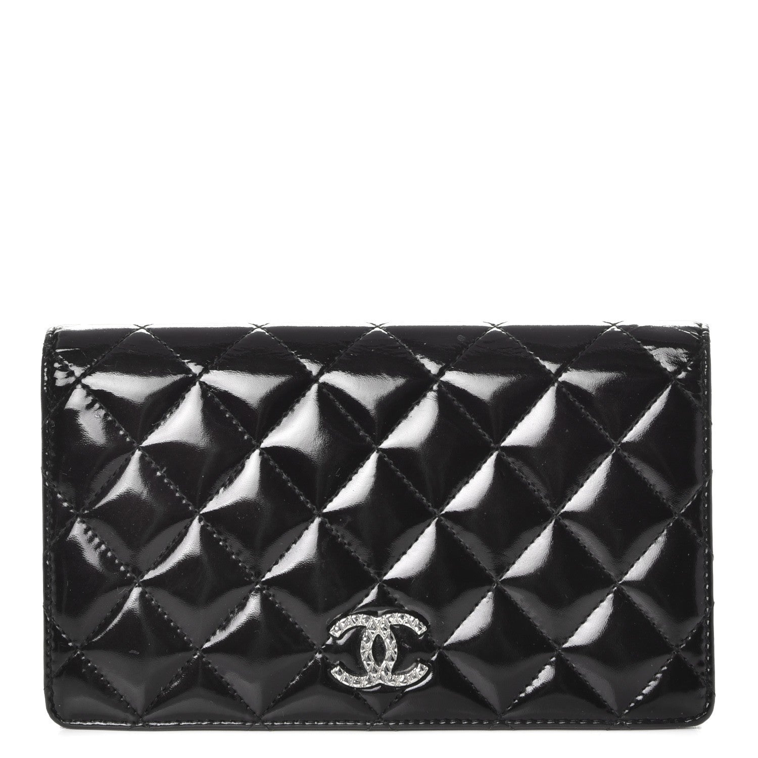 Chanel Patent Quilted Brilliant Yen Wallet Dark Purple 1 of 9