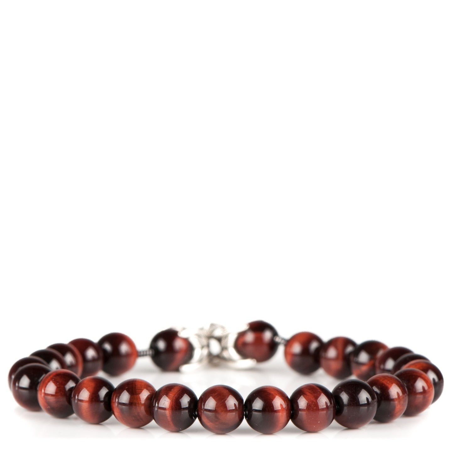 Sterling Silver Red Tiger Eye 8mm Spiritual Beads Bracelet