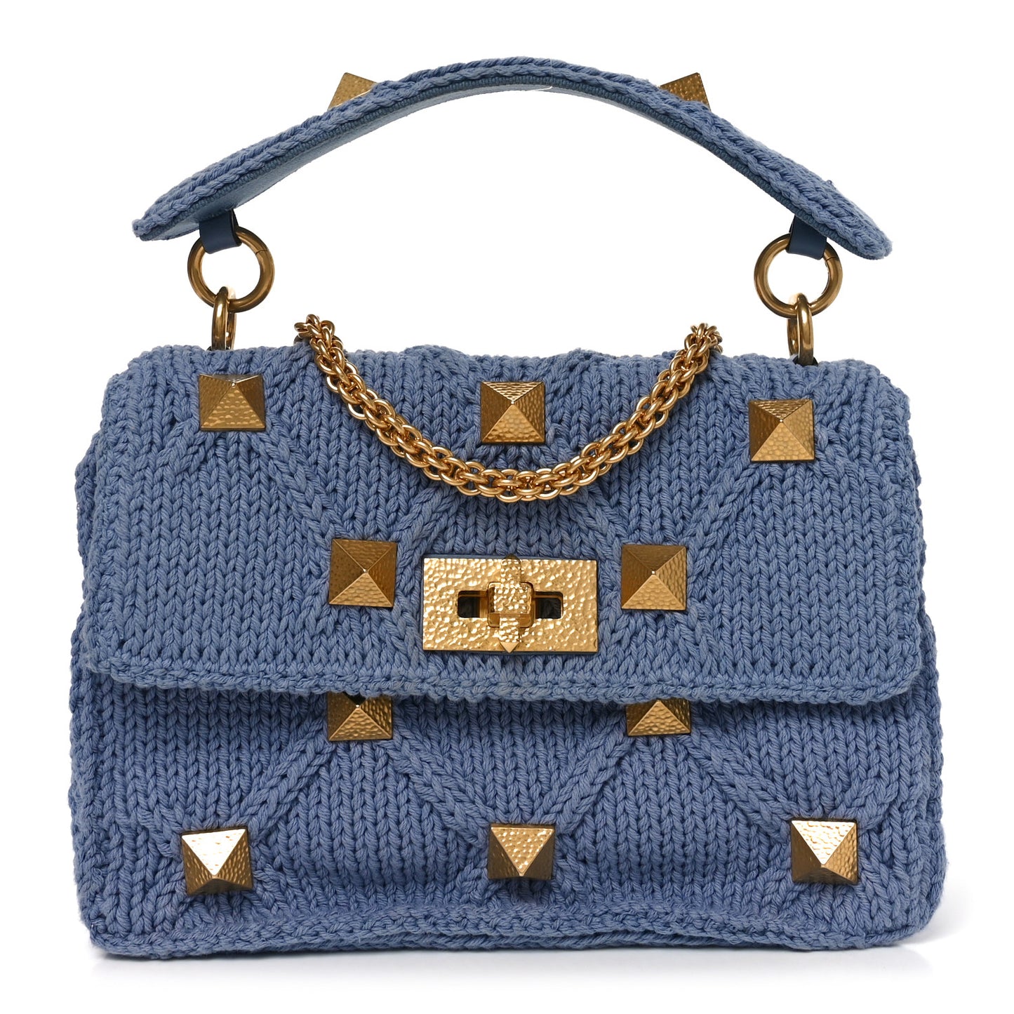 Knit Medium Roman Stud Shoulder Bag Niagara