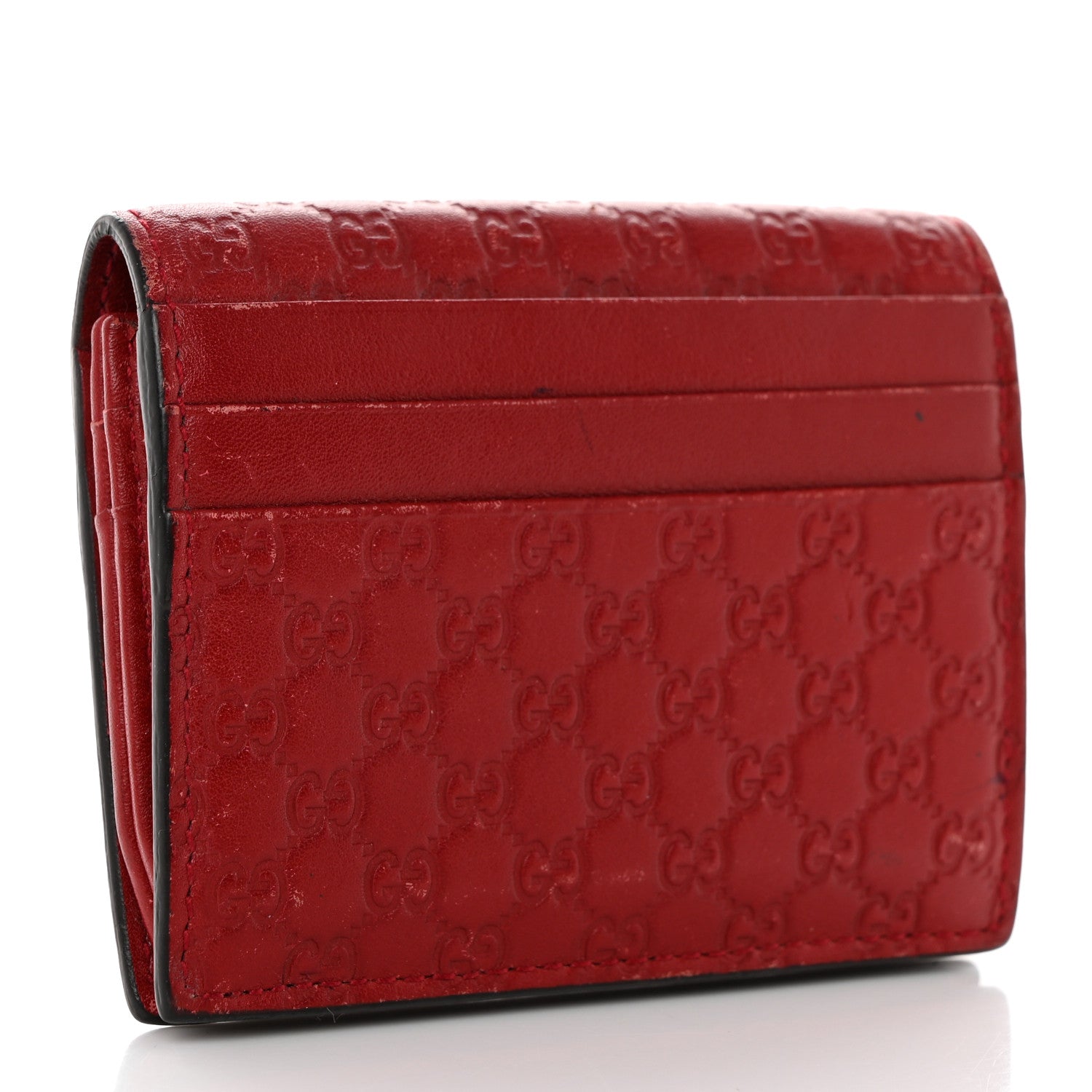 Gucci Guccissima Card Case Wallet Red 3 of 8