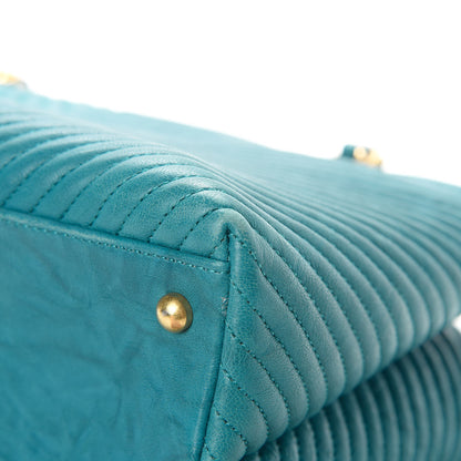Chanel Wrinkled Lambskin Chevron Quilted Surpique Tote Green 11 of 12