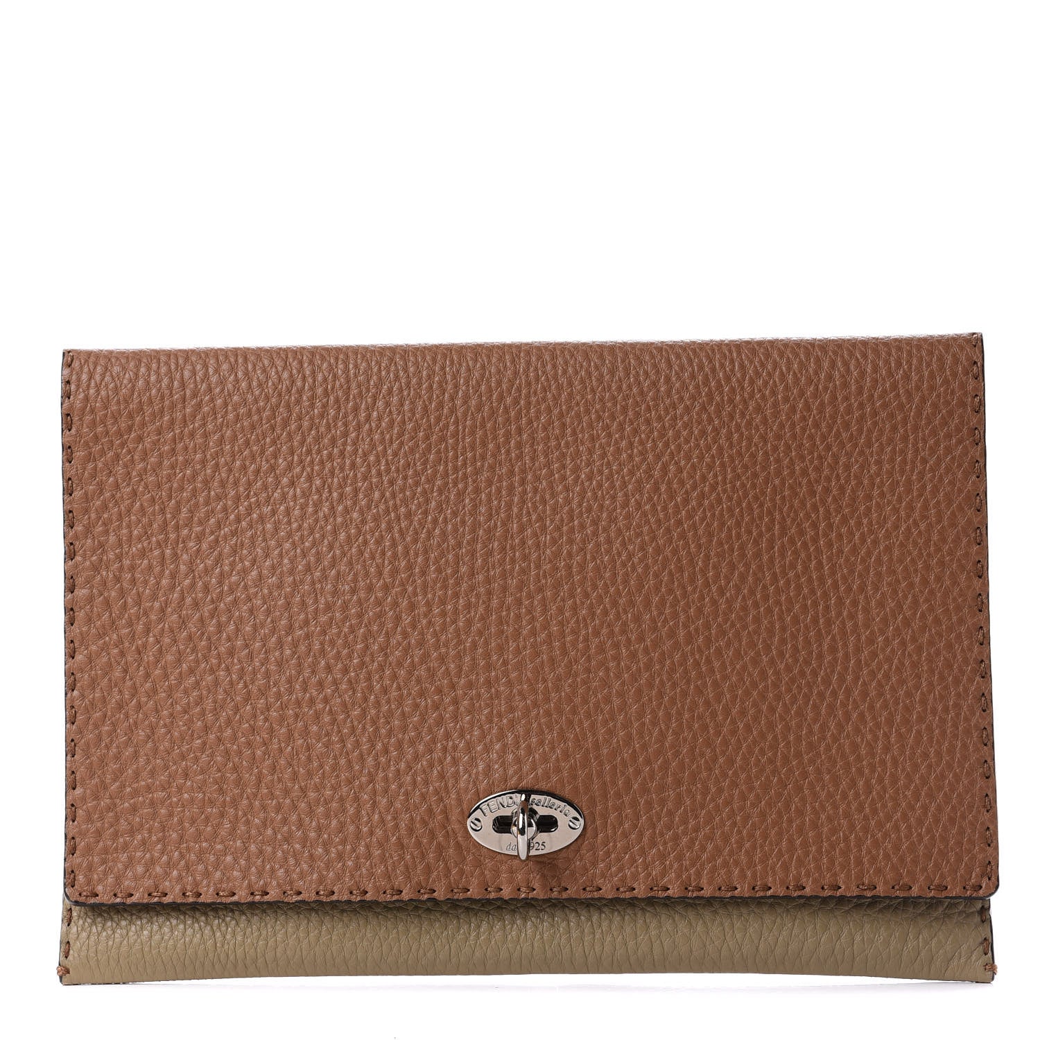 Fendi Cuoio Romano Selleria Bi-Color Clutch Mou Deserto 1 of 13