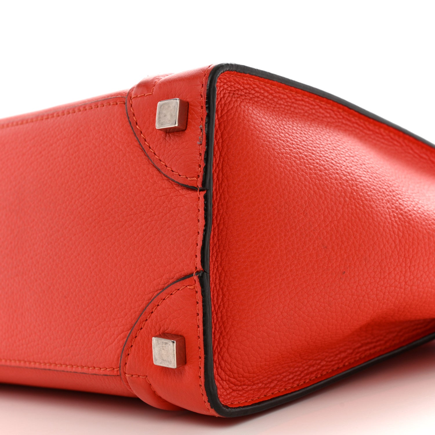 Celine Pebbled Calfskin Micro Luggage Vermillion 9 of 13