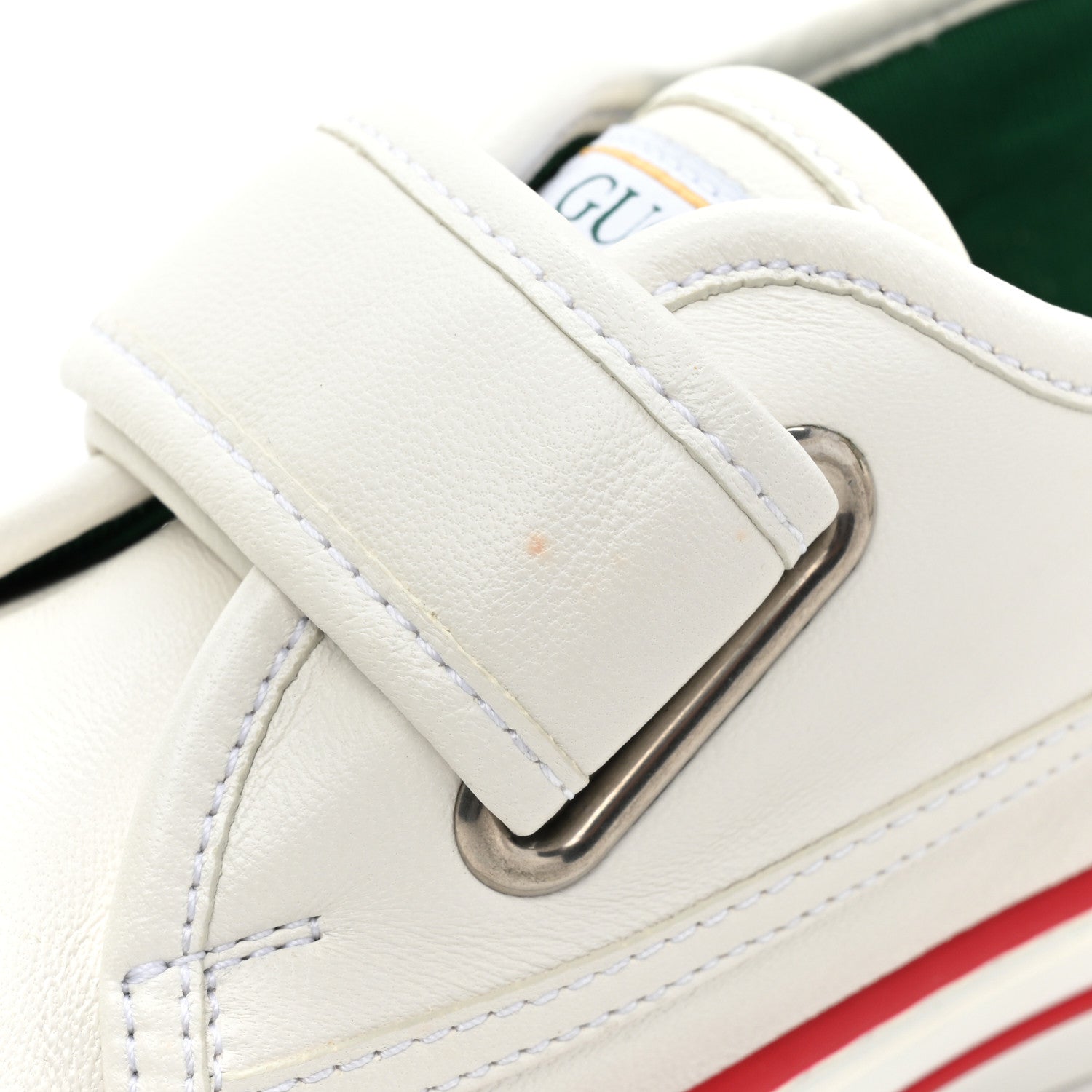 Gucci Glamour Glove Calfskin Web Womens 1977 Tennis Velcro Strap Sneakers 38 Great White 10 of 13