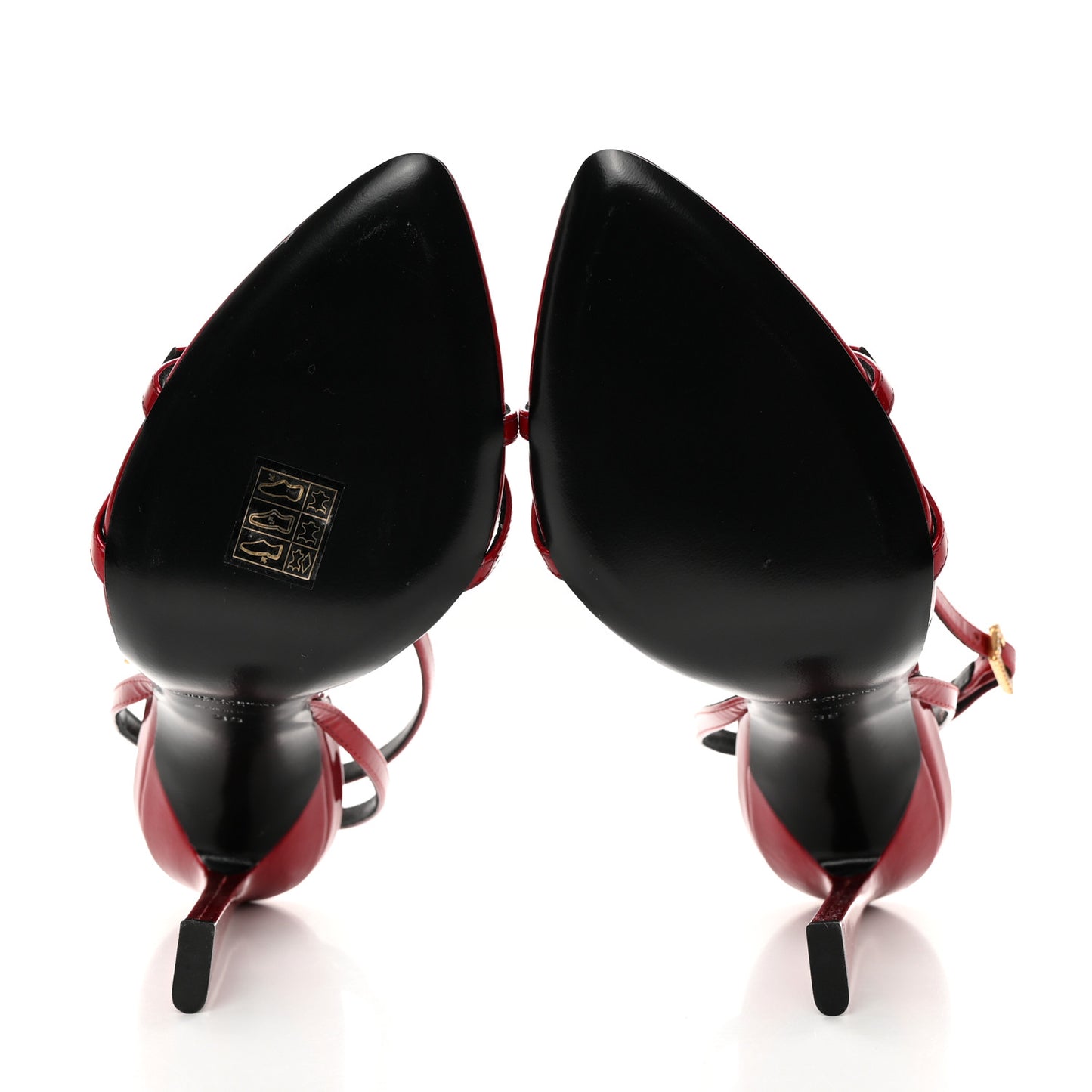 Calfskin Patent Ankle Strap Sandals 39 Tibet Red