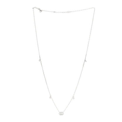 Gucci 18K White Gold Diamond Running GG Pendant Necklace 3 of 8