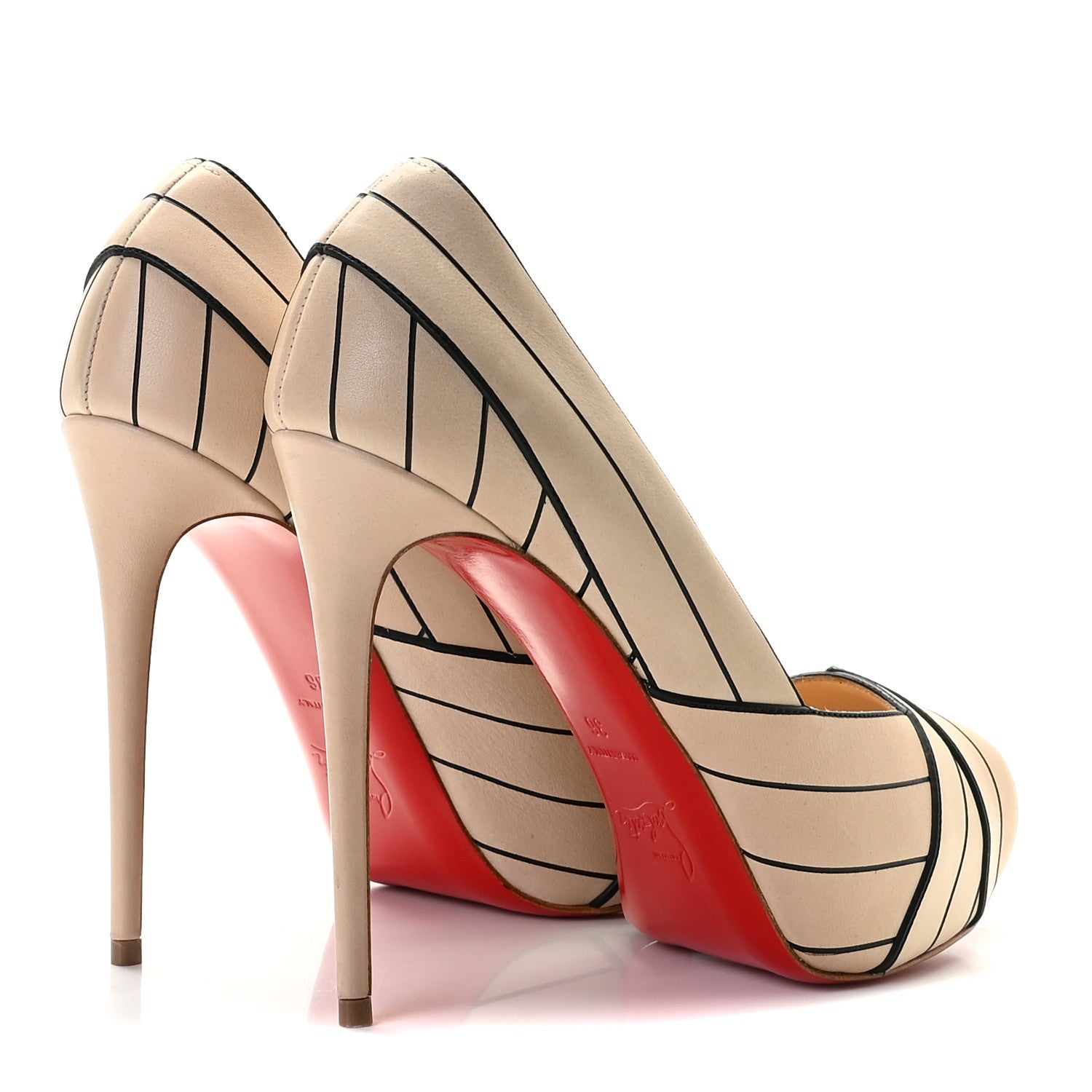 Christian Louboutin Calfskin Undessin Alta 120 Pumps 36 Nude Black 4 of 9