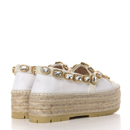 Gucci Canvas Crystal Embellished Platform Espadrilles 37 Great White 4 of 8