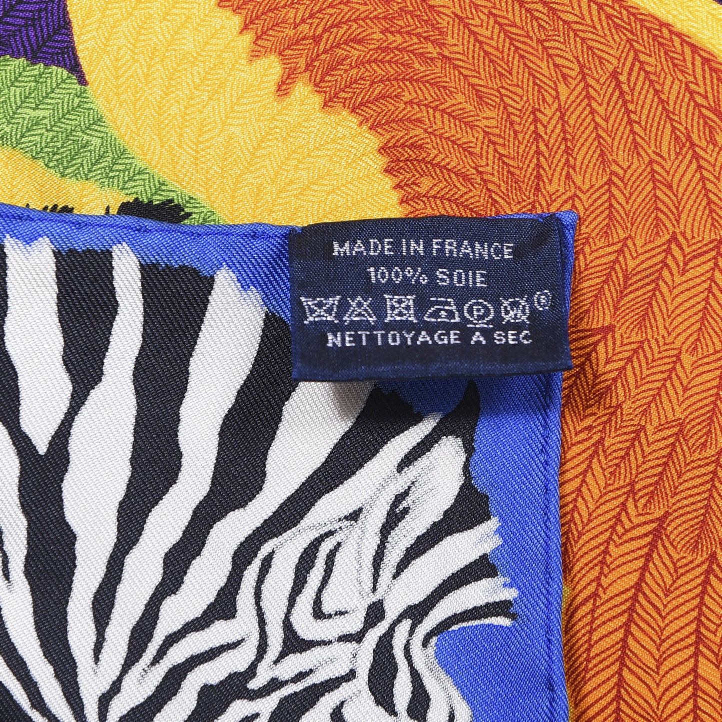 Silk Carre Zebra Pegasus Nano Scarf 20 Bleu Vif Jaune Blanc