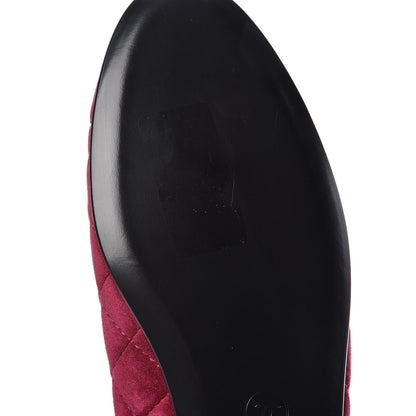 Chanel Suede Calfskin Quilted Cap Toe CC Ballerina Flats 40.5 Dark Pink 9 of 10