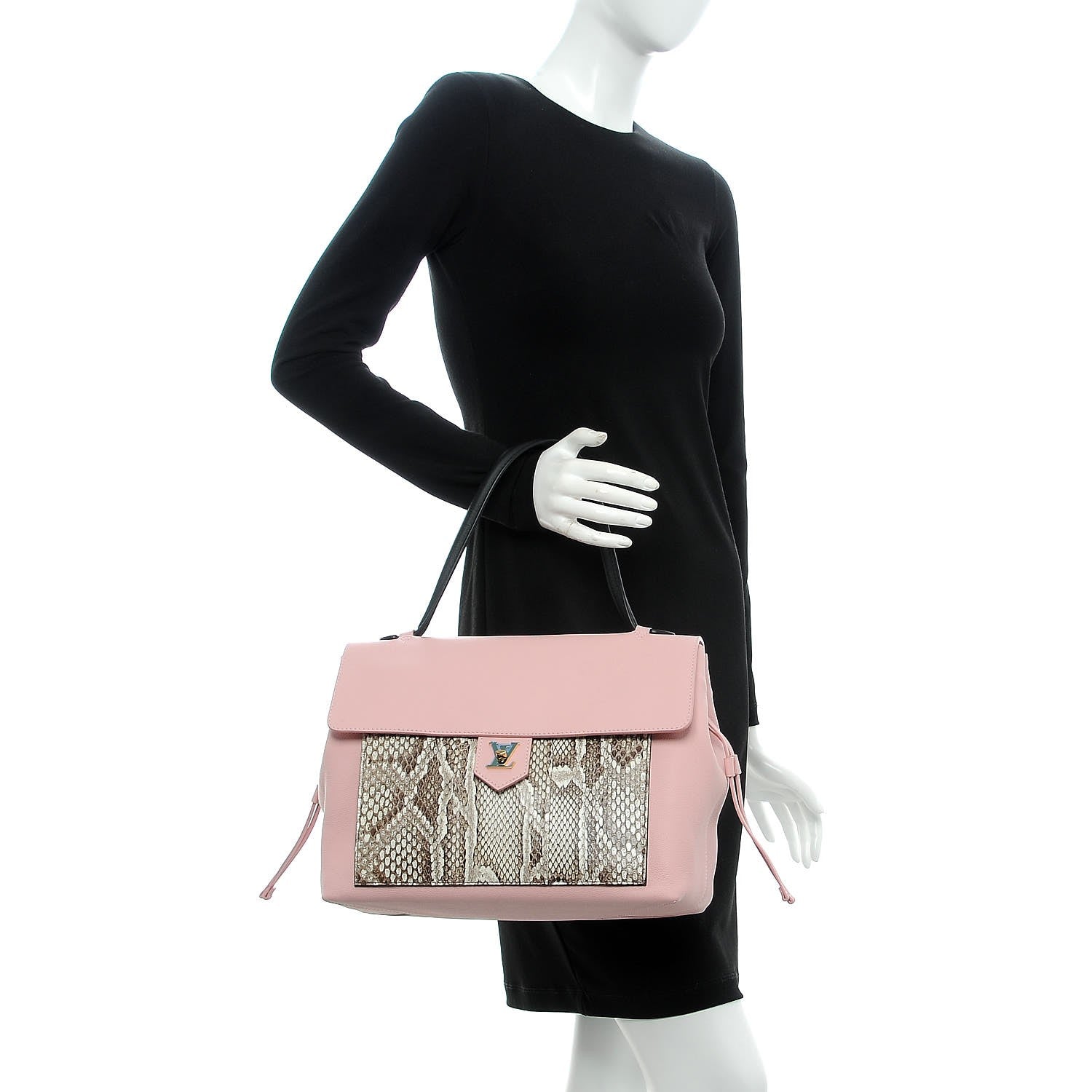 Louis Vuitton Calfskin Snakeskin Lockme MM Rose Ballerine 2 of 7