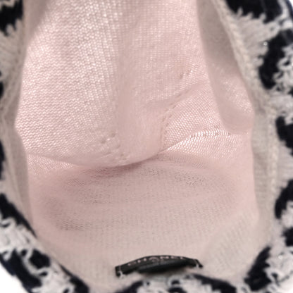 Chanel Cashmere Blend CC Beanie Hat White Navy Blue 4 of 6