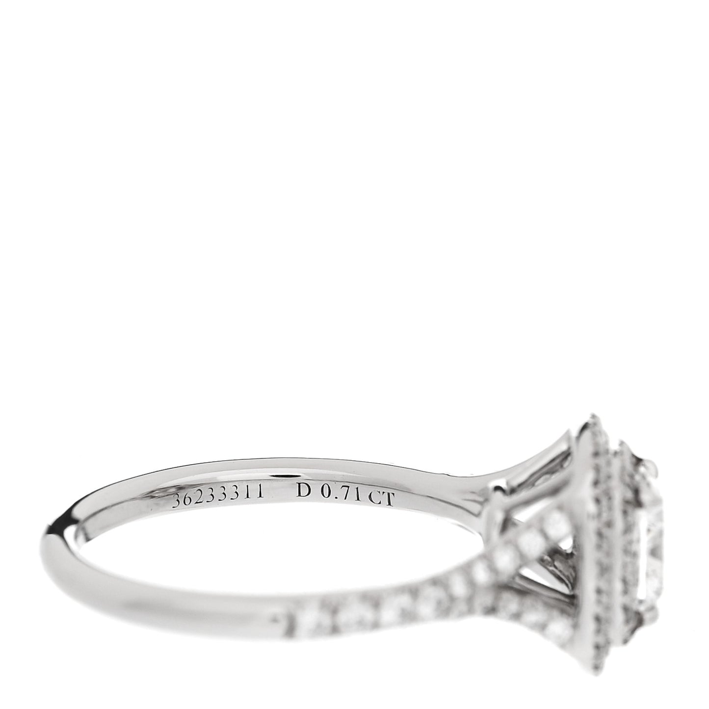 Platinum Diamond .71ct Soleste Cushion Cut Double Halo Engagement Ring 48 4.5