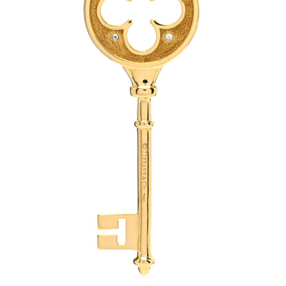 Tiffany 18K Yellow Gold Diamond Quatrefoil Key Pendant 3 of 3