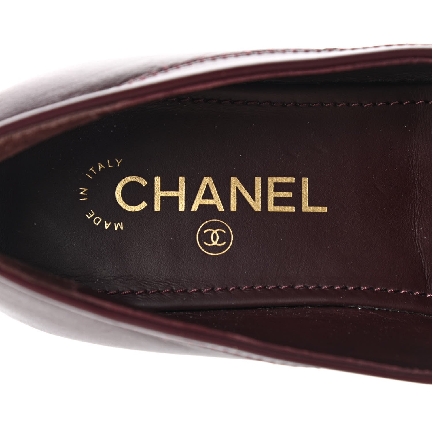 Chanel Calfskin CC Chain Mocassin Loafers 42 Burgundy 6 of 14