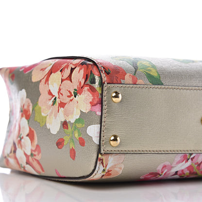 Gucci Metallic Shangai Calfskin Blooms Print Mini Bamboo Shopper Tote Gold Multicolor 8 of 10