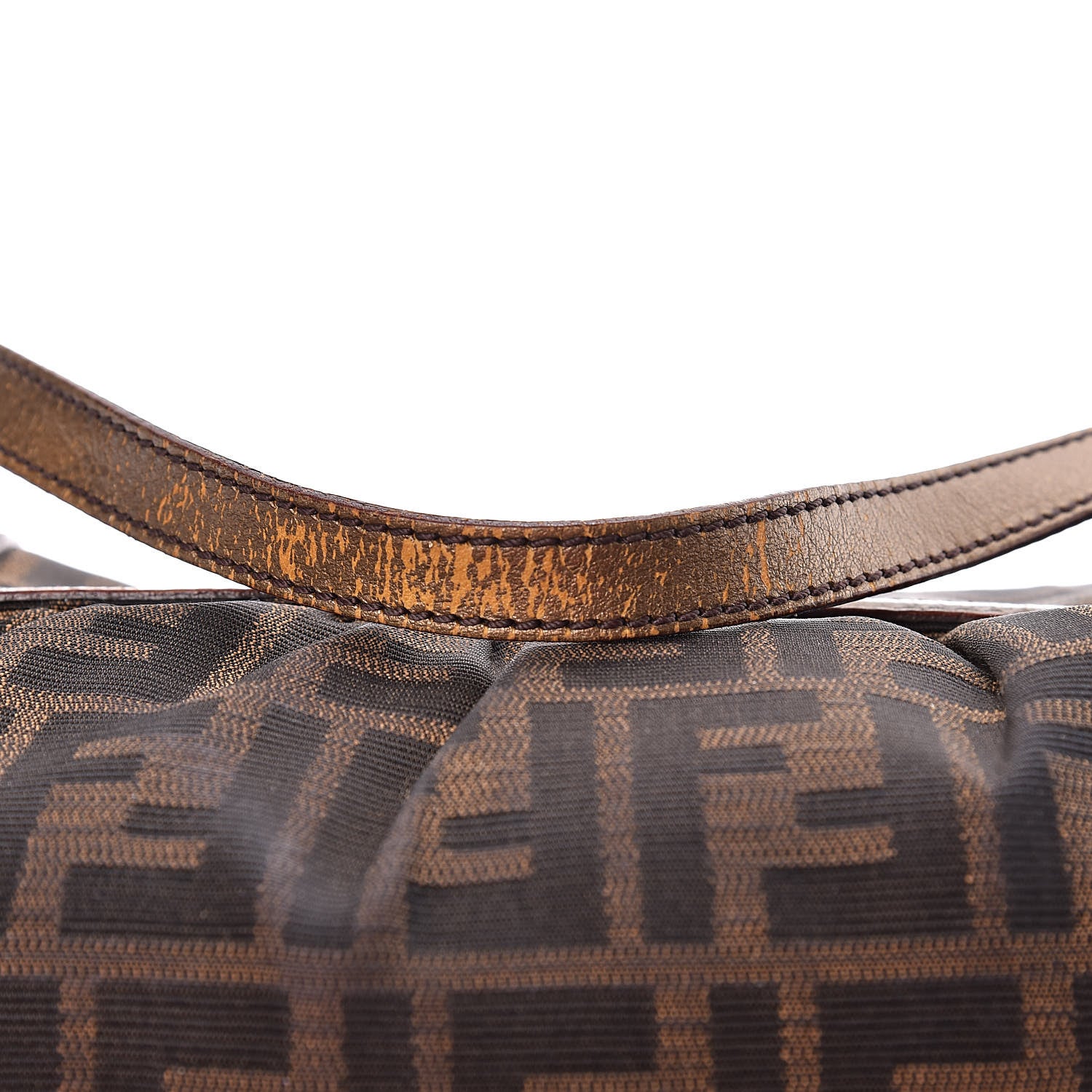 Fendi Zucca Laminated Vachetta Small Chef Shoulder Bag Tobacco Bronzo 18 of 18