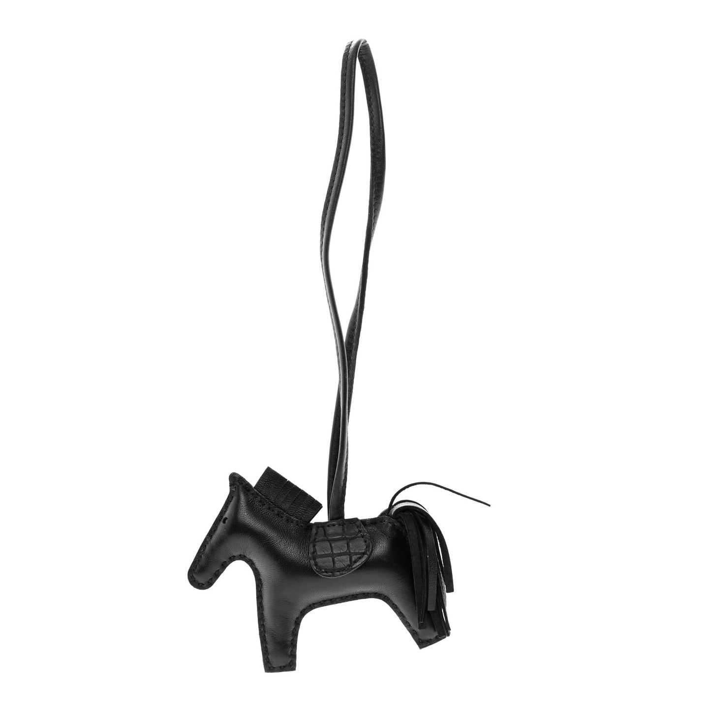 Milo Lambskin Matte Alligator Touch Grigri Rodeo Horse Bag Charm PM So Black