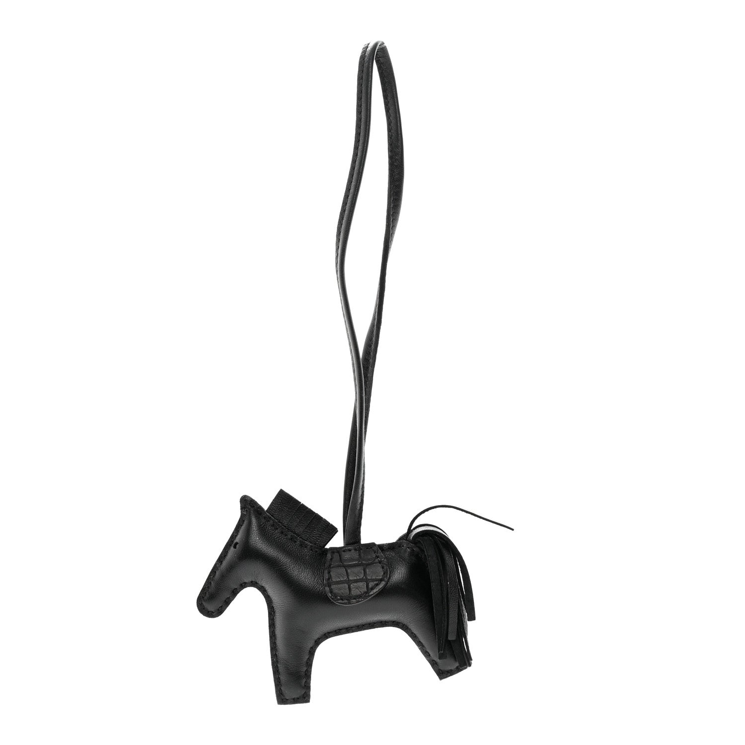 Hermes Milo Lambskin Matte Alligator Touch Grigri Rodeo Horse Bag Charm PM So Black 1 of 6