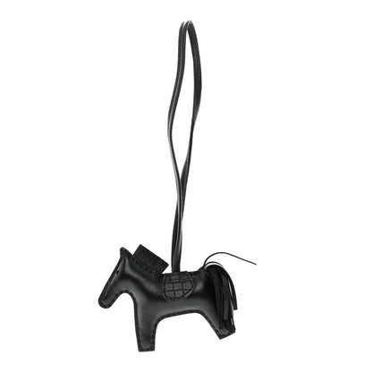Hermes Milo Lambskin Matte Alligator Touch Grigri Rodeo Horse Bag Charm PM So Black 1 of 6